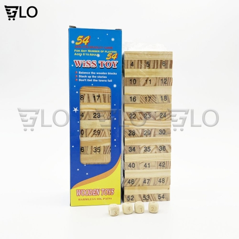 Bộ Đồ Chơi Rút Gỗ Wiss Toy(Gồm 54 Thanh Gỗ Và 4 Xúc Xắc)
