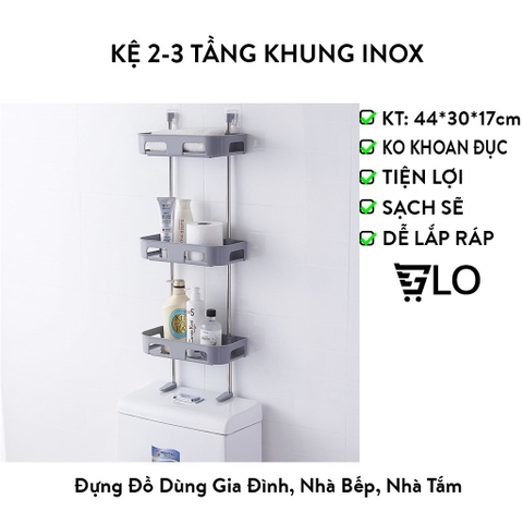 Kệ 2-3 Tầng Đặt Bồn Nhà Tắm, Nhà Bếp Khung Inox, Tiện Lợi và Ngăn Nắp