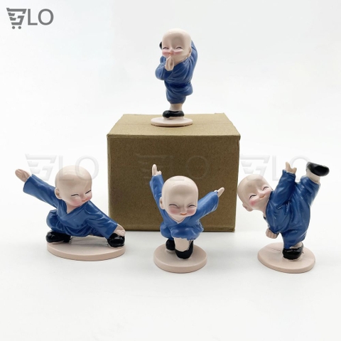 Combo 4 Tượng Chú Tiểu Đánh Võ, Thiếu Lâm Tự Múa Võ La Hán Quyền