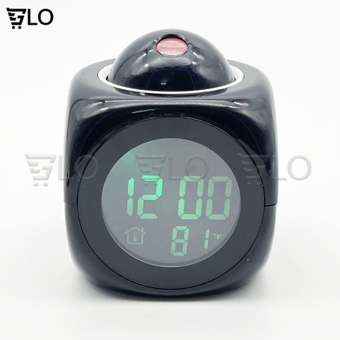 Đồng Hồ Báo Thức Hiển Thị Giờ, Nhiệt Độ Có Giọng Nói, Tích Hợp Đèn Led Chiếu Lên Tường Độc Đáo
