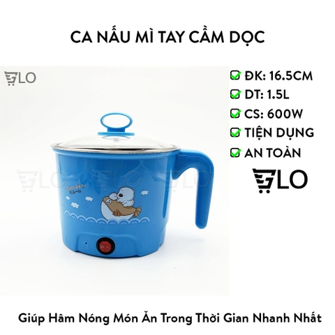 Ca Nấu Mì Không Có Lồng Hấp - Tay Cầm Dọc, Nấu Nước, Luộc Trứng Đa Năng Size 18cm