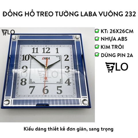 Đồng Hồ Treo Tường Laba Vuông 232