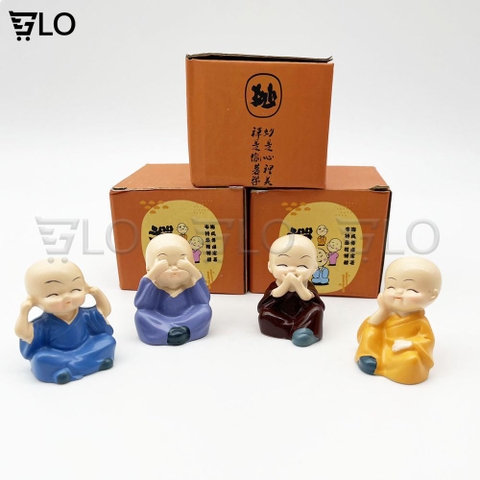 Bộ Tượng 4 Chú Tiểu Bốn Không, Mang Lại Bình Yên, May Mắn, Để Bàn Làm Việc, Xe Hơi, Để Trang Trí
