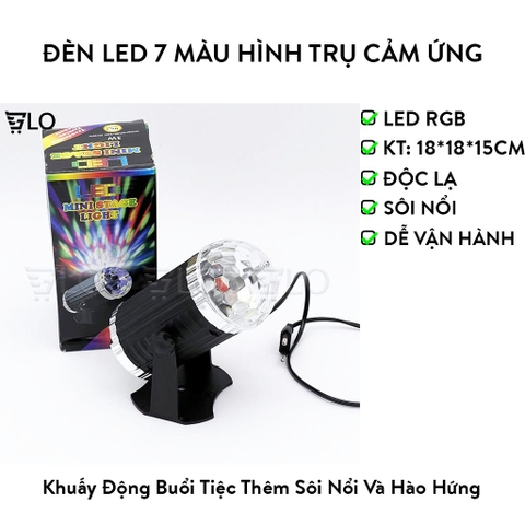 Đèn Led 7 Màu Hình Trụ Cảm Ứng Theo Nhạc, Nhỏ Gọn, Lung Linh Như Sân Khấu Mini