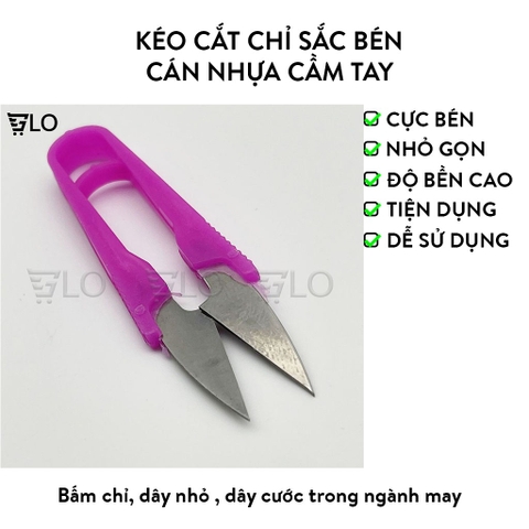 Kéo Bấm Chỉ Nhỏ Gọn Inox Cán Nhựa - 10.5cm, Nhẹ 12gr, Sắc Bén, Tiện Dụng