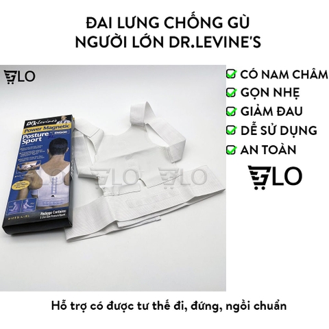 Đai Lưng Chống Gù Người Lớn Dr.Levine's, Định Hình Cột Sống Hàng Chất Lượng Power Magnetic Posture Suppor