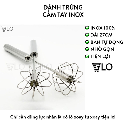 Dụng Cụ Đánh Trứng Bán Tự Động Mini Cầm Tay Inox 304, Cây Đánh Trứng Trộn Thủ Công Gia Đình Thép Không Gỉ