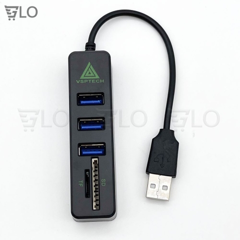 Hub USB Gồm 3 Cổng Usb Kèm Đầu Đọc Thẻ Nhớ SD/TF