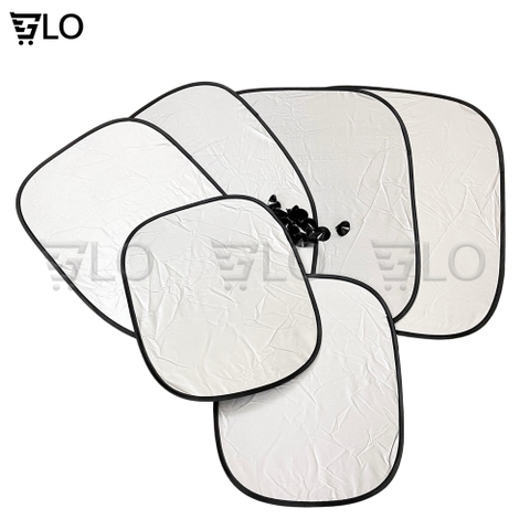 Bộ 6 Tấm Chắn Nắng Tròn Xốp Dày Dặn Cho Xe Ô Tô Có Miếng Nút Giác Hút Cố Định, Miếng Che Nắng Cửa Oto Xe Hơi Cách Nhiệt