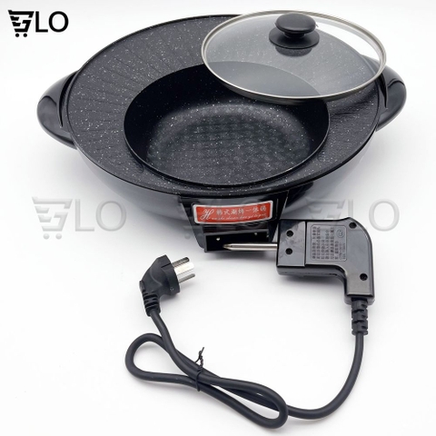 [Hỏa Tốc HCM] Chảo Lẩu Nướng Điện Tròn 2 Ngăn 2 In 1 Cao Cấp