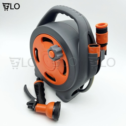Bộ Vòi Rửa Xe, Tưới Cây Rulo Thu Cuộn Ống Nước Dây Dài 12m