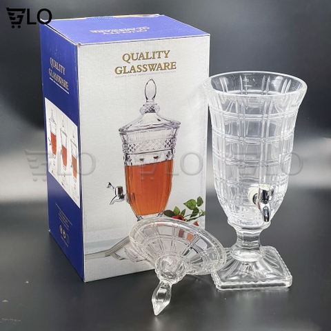 [Hỏa Tốc HCM] Bình Thủy Tinh 3 Lít Có Vòi Rót Đựng Rượu, Tháp Bia, Nước Ngọt, Hoa Quả