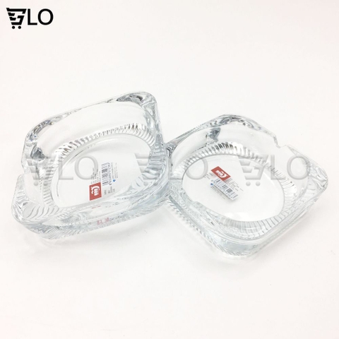 Gạt Tàn Thuốc Thủy Tinh Vuông Bông Nhỏ 9.2cm Cao Cấp