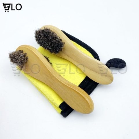 Bàn Chải Đánh Giày Lông Ngựa Chi Tiết Nhỏ Kèm Khăn Lau Giày Chuyên Dụng