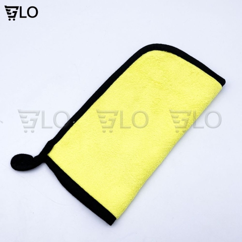 Khăn Microfiber Lau Giày Chuyên Dụng 2 Mặt Vàng - Xám Có Quai Treo, Lau Xe Ô Tô Xe Hơi Siêu Thấm Cực Dày Không Xù Lông