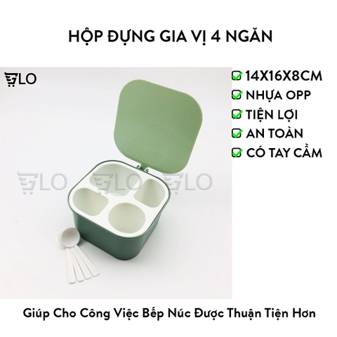 Hộp Đựng Gia Vị 4 Ngăn 14x16x8cm Tiện Dụng Cho Nhà Bếp Của Bạn
