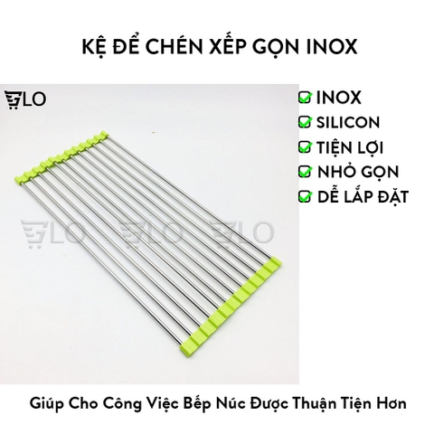 Kệ Để Chén Xếp Gọn Inox Gắn Bồn Rửa Chén, Có Thể Cuộn Tròn, Giải Pháp Tiện Ích Cho Mọi Gia Đình