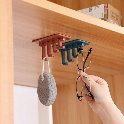 Móc Dán Tường Treo Đồ 4 Nhánh Xoay Hình Cây Thông - Nhựa ABS, Chịu Tải 1.5kg