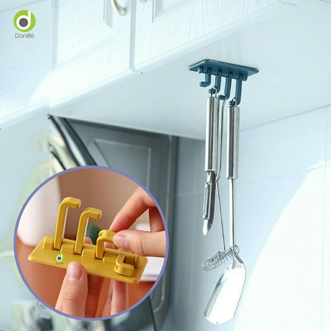 Móc Dán Tường Treo Đồ 4 Nhánh Xoay Hình Cây Thông - Nhựa ABS, Chịu Tải 1.5kg