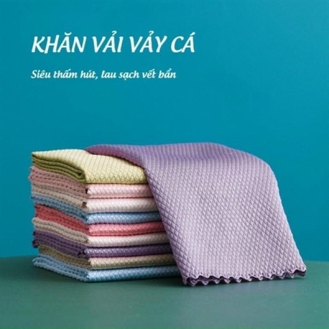 Khăn Lau Vảy Cá Siêu Sạch - Không Rụng Lông, Siêu Thấm Hút, Kích Thước 25x25cm
