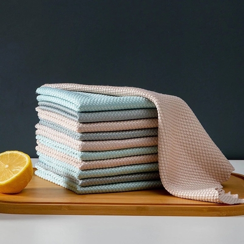 Khăn Lau Vảy Cá Siêu Sạch - Không Rụng Lông, Siêu Thấm Hút, Kích Thước 25x25cm