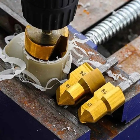 Bộ 3 Mũi Khoan Khoét Lỗ Ống Nhựa Đa Năng Tráng Titan Chuôi Lục Giác