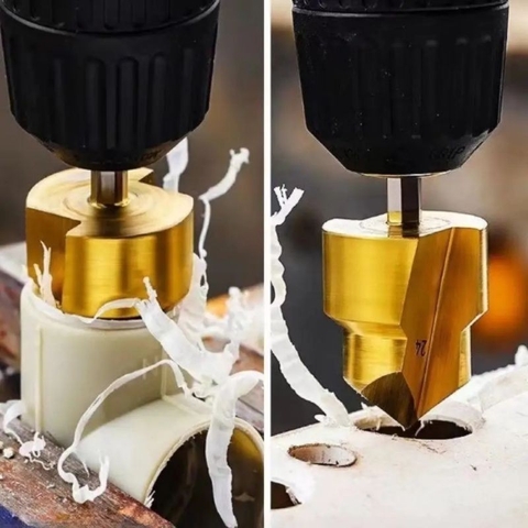 Bộ 3 Mũi Khoan Khoét Lỗ Ống Nhựa Đa Năng Tráng Titan Chuôi Lục Giác