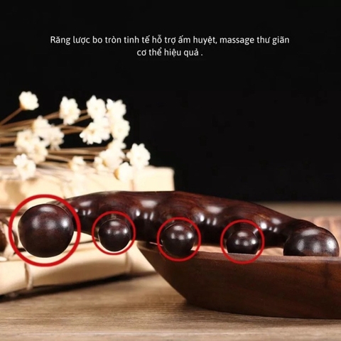 Lược Gỗ Đàn Hương Massage Đầu Cổ Vai Gáy, Kích Thích Tuần Hoàn Máu