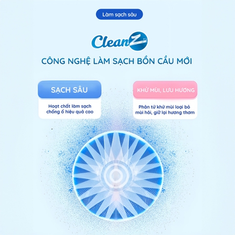 Viên Thả Bồn Cầu CleanZ Sạch Khuẩn Thơm Mát Tẩy Sạch Mảng Bám Khử Mùi Diệt Vi Khuẩn Toilet Thế Hệ Mới Hương Đào 50g/Gói