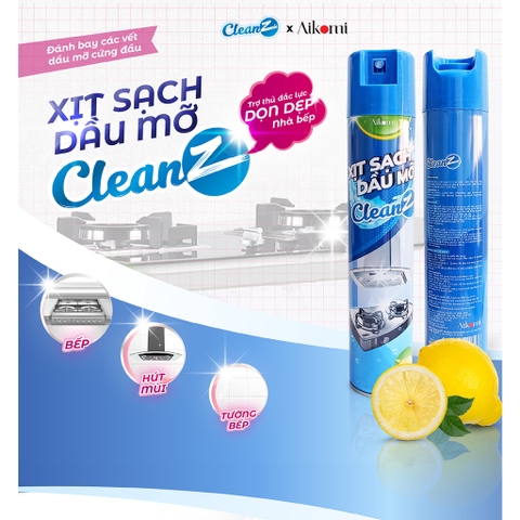 Bình Xịt Tẩy Dầu Mỡ Nhà Bếp CleanZ 450ml Đánh Bay Vết Bẩn Cứng Đầu Trên Xoong Nồi, Tường Gạch, Lưới Máy Hút Mùi