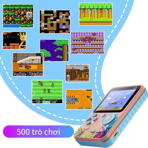 Máy Chơi Game Cầm Tay G5 500 Trò Chơi, Có Thể Sạc Lại, Kèm Tay Cầm Chơi Game 2 Người
