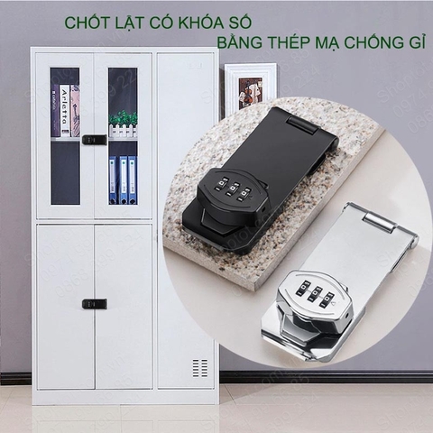 Khóa Mật Khẩu Chốt Cửa Lật Khóa Số Dùng Cho Hòm, Tủ Tài Liệu, Ngăn Kéo Bàn, Cửa Các Loại, Bằng Thép Mạ Chống Gỉ