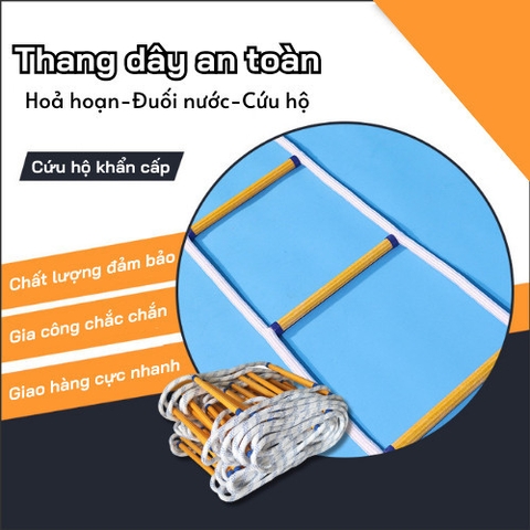 Thang Dây Cứu Hộ Thoát Hiểm An Toàn Đề Phòng Hoả Hoạn Chất Liệu Siêu Bền Cho Mọi Gia Đình Nhựa Polyester Loại 10m