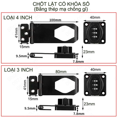 Khóa Mật Khẩu Chốt Cửa Lật Khóa Số Dùng Cho Hòm, Tủ Tài Liệu, Ngăn Kéo Bàn, Cửa Các Loại, Bằng Thép Mạ Chống Gỉ
