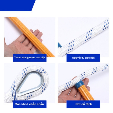 Thang Dây Cứu Hộ Thoát Hiểm An Toàn Đề Phòng Hoả Hoạn Chất Liệu Siêu Bền Cho Mọi Gia Đình Nhựa Polyester Loại 10m