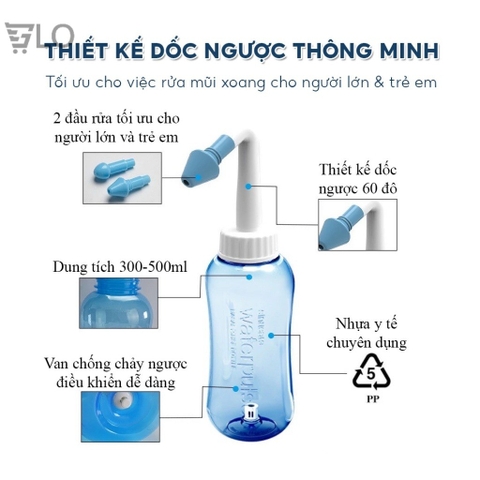 Bình Rửa Mũi WaterPulse Nút Nhấn Giúp Làm Sạch Khoang Mũi, Loại Bỏ Bụi Bẩn, Phấn Hoa, Chống Viêm, Ngăn Ngừa Viêm Xoang