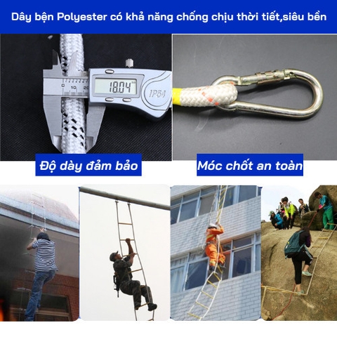 Thang Dây Cứu Hộ Thoát Hiểm An Toàn Đề Phòng Hoả Hoạn Chất Liệu Siêu Bền Cho Mọi Gia Đình Nhựa Polyester Loại 10m