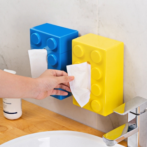 Hộp Đựng Khăn Giấy Hình Khối Xây Dựng Nhựa PP Phong Cách Hoạt Hình Pixel - Hộp Đựng Giấy Đựng Khăn Ăn