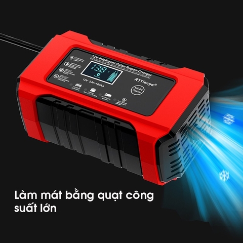 Sạc Bình Ắc Quy 12V 6A INTELLIGEN CHARGER 4AH - 100AH, Tự Ngắt Khi Đầy, Phục Hồi Ắc Quy Bằng Khử Sunfat, Chống Ngược Cực