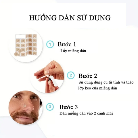 Combo 30 Miếng Dán Thay Thế Cho Kẹp Mũi Từ Tính Nở Mũi Chống Ngáy, Mở Rộng Đường Thở(Không Kèm Dụng Cụ Kẹp Mũi)