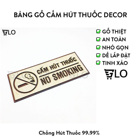 Bảng Gỗ Cấm Hút Thuốc Decor Trang Trí, Sang Trọng & Tinh Tế