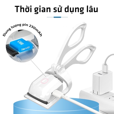 Dụng Cụ Uốn Lông Mi Bằng Nhiệt Sạc USB Với 2 Mức Nhiệt