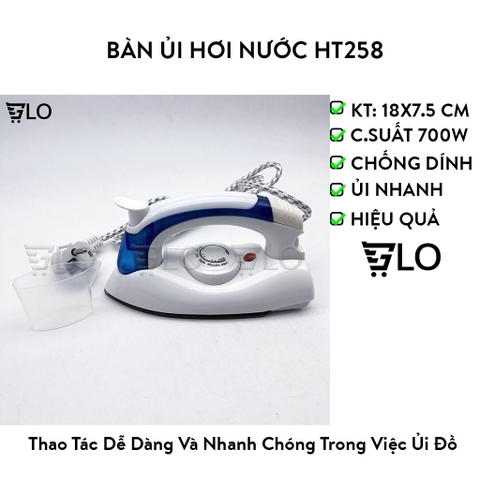 Bàn Ủi Hơi Nước HT258 Cầm Tay Nhỏ Gọn Dễ Sử Dụng, Bàn Là Hơi Nước Mini cho Gia Đình