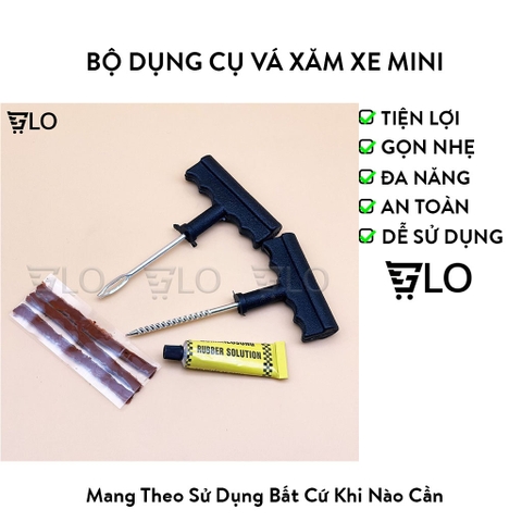 Bộ Dụng Cụ Vá Xăm Xe Không Ruột Mini Chuyên Dụng Cho Xe Hơi Xe Ô Tô Xe Máy, Vá Lụi, Vá Rút Bánh Không Săm Khẩn Cấp