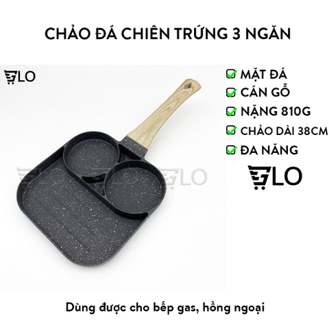 Chảo Đá Chiên Trứng 3 Ngăn/4 Ngăn Tiện Lợi Dùng Được Cho Bếp Ga, Hồng Ngoại