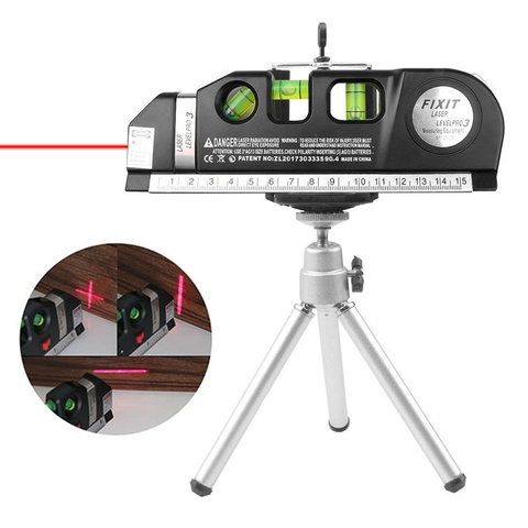 Thước Thủy Nivo Cân Mực Laser Đa Năng F2018 Fixit Laser Levelpro3 2 Tia Dọc Ngang + Tặng Kèm Pin