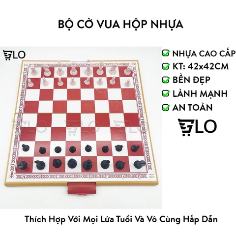 Bộ Cờ Vua Cỡ Lớn Chuẩn Quốc Tế Hộp Nhựa Xếp Gọn Kích Thước 42x42cm