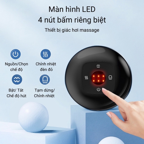 Máy Cạo Gió Giác Hơi Massage NG-122 Dùng Pin Sạc, Màn Hình Led 6 Cấp Độ, Hút Chân Không Hồng Ngoại Cầm Tay