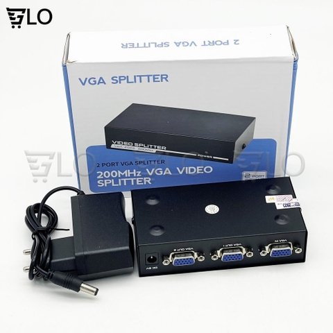 Bộ Hub Chia VGA 1 Ra 2 Hoặc 4(Chia 2 Hoặc 4 Màn Hình), 2/4 Port 200mhz VGA Splitter VGA-2002/VGA-2004 Kèm Nguồn