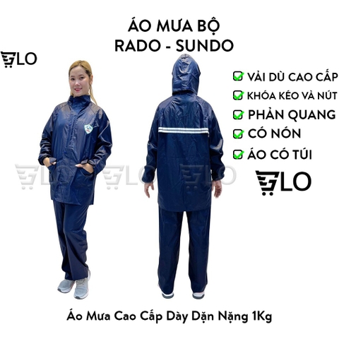 Áo Mưa Bộ Vải Dù Có Phản Quang, Siêu Bền Không Thấm Nước, Đủ Size Từ M Đến 7XL Hàng Sundo